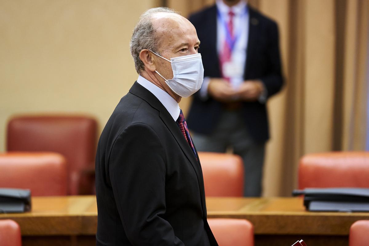 El ministro de Justicia, Juan Carlos Campo, a su llegada a la Comisión de Justicia del Congreso, este 24 de mayo. 