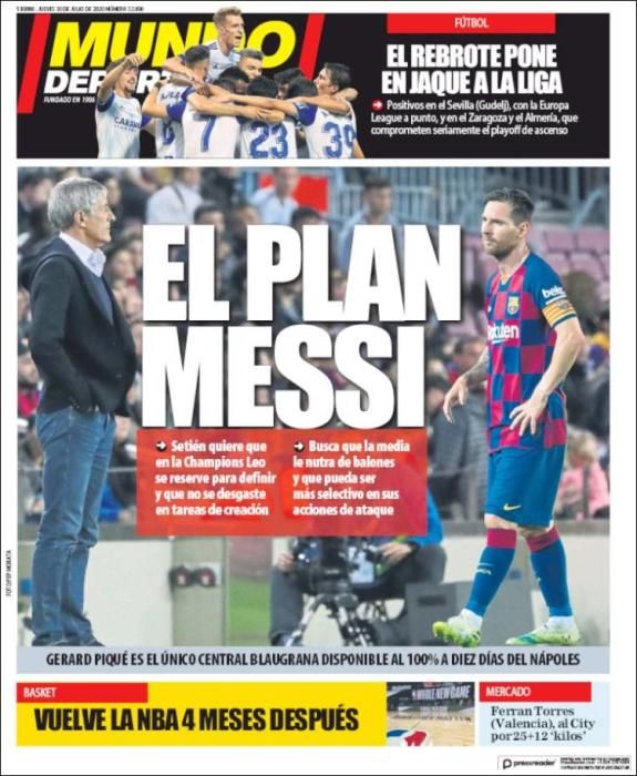 Portada MUNDO DEPORTIVO jueves 30 julio 2020