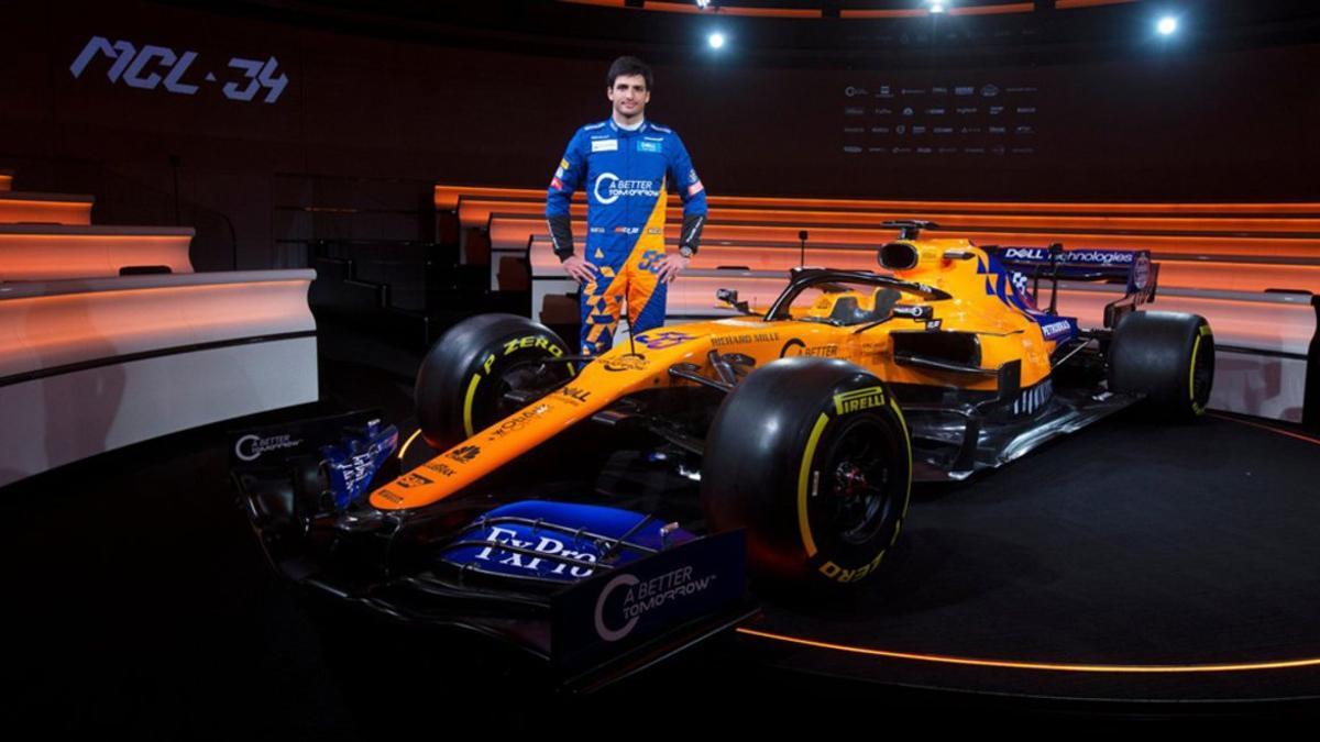 Carlos Sainz, en la presentación del nuevo McLaren MCL34