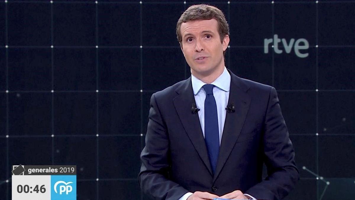 Pablo Casado, del PP, en el debate de TVE.