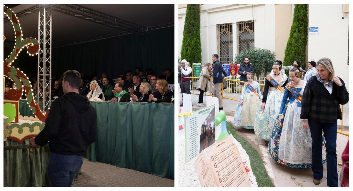 Marta Barrachina en las fiestas de Castelló, izquierda, y en las fallas de Burriana, derecha.