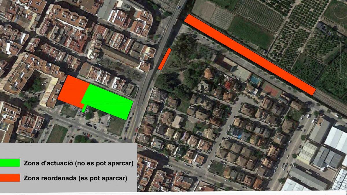 Plano de la reordenanación de los aparcamientos.