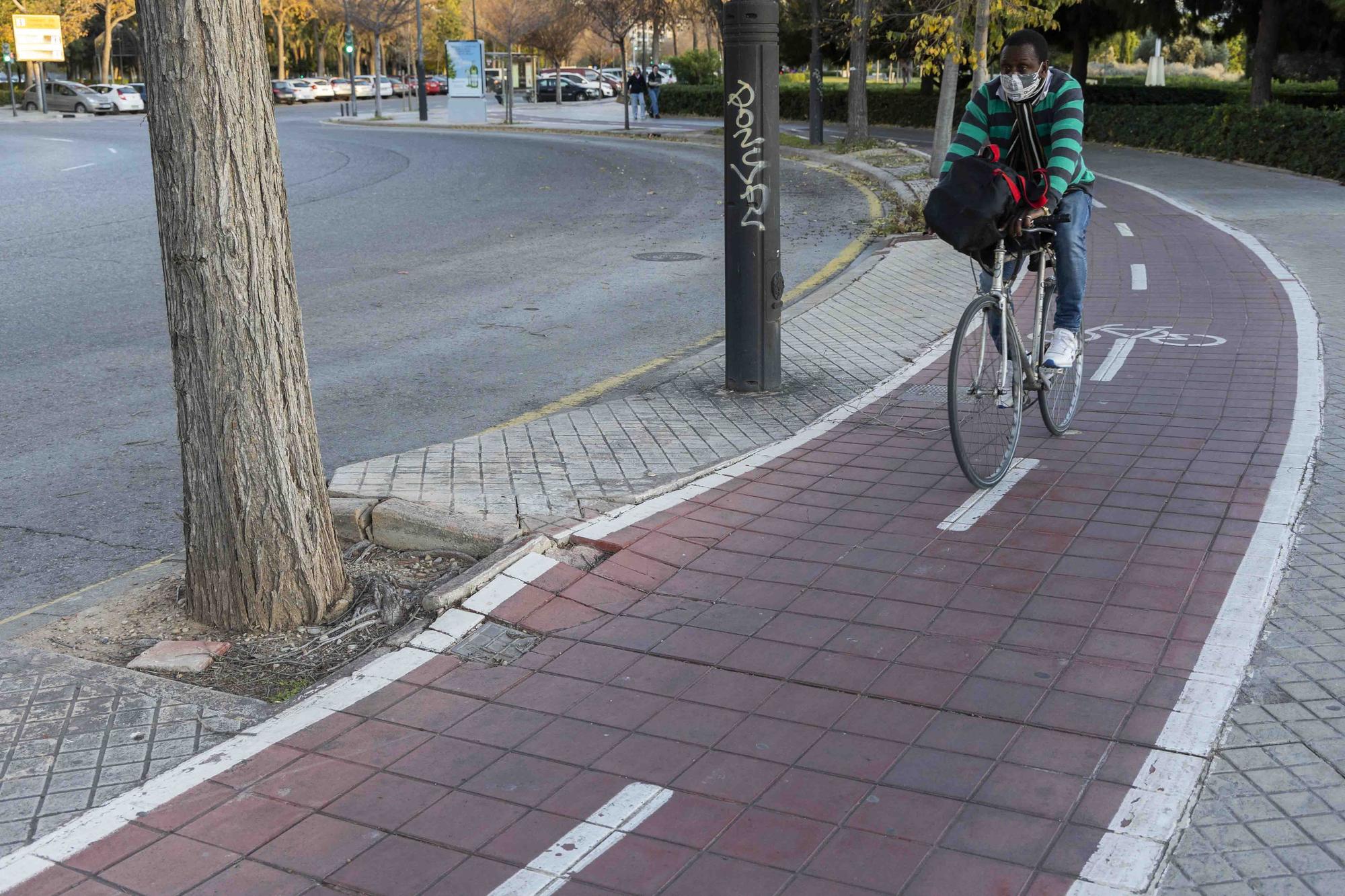 La falta de mantenimiento convierte este carril bici en una montaña rusa