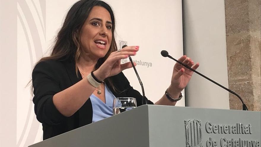 La portavoz del Govern, Patricia Plaja, en la comparecencia de este martes.