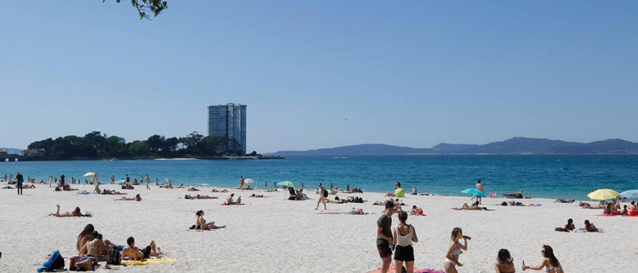 Vista de la playa de O Vao, en Vigo