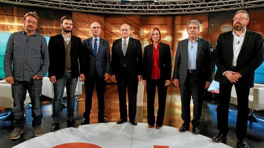 Xavier Domènech, Gabriel Rufián, Josep Antoni Duran i Lleida, Jorge Fernández Díaz, Carme Chacón, Francesc Homs i Juan Carlos Girauta