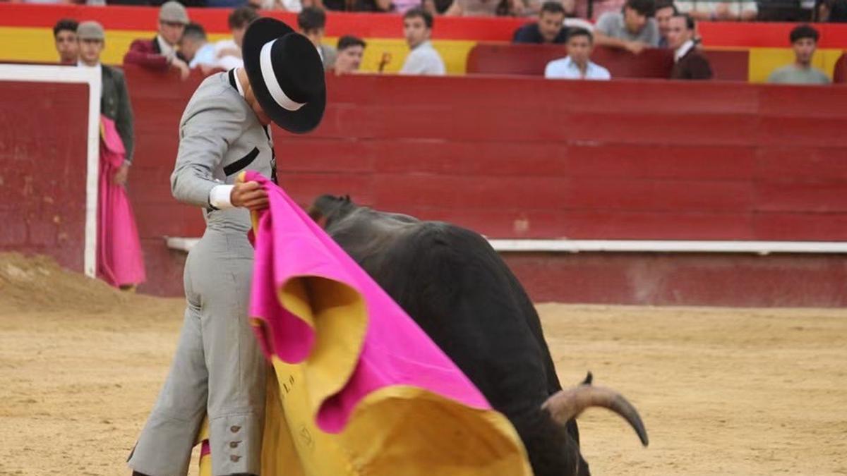 Una verónica de Pablo Torres, novillero de Puçol criado en la Escuela Taurina de València