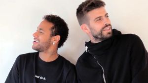 Neymar i Piqué, en un moment de l’entrevista. 
