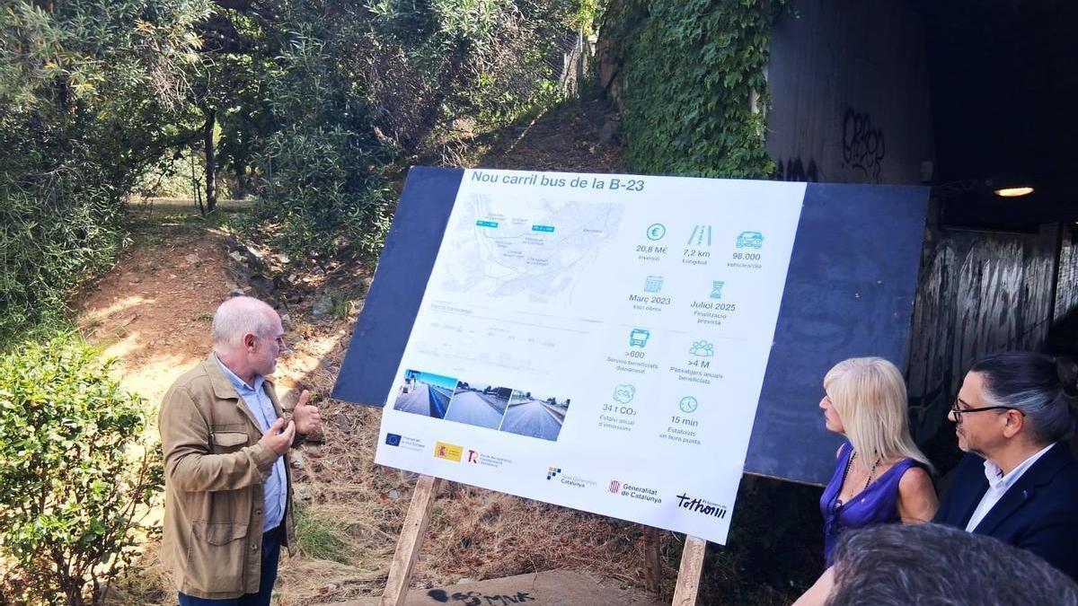 Actualización de las obras para contruir un carril bus en la B-23 para acceder a Barcelona.