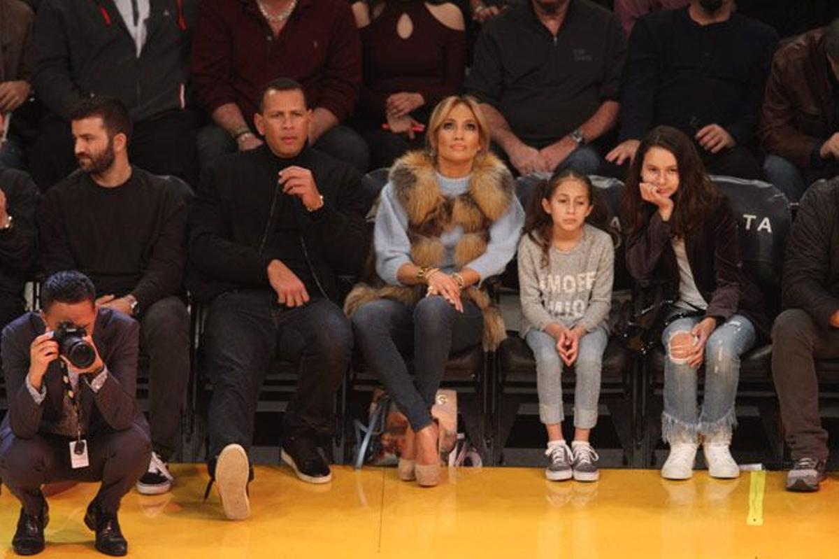 Con la familia, en un partido de la NBA en 2018