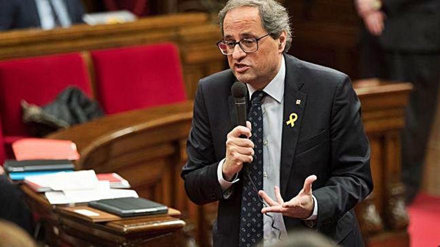 Quim Torra, ahir al Parlament, en la sessió de control al Govern