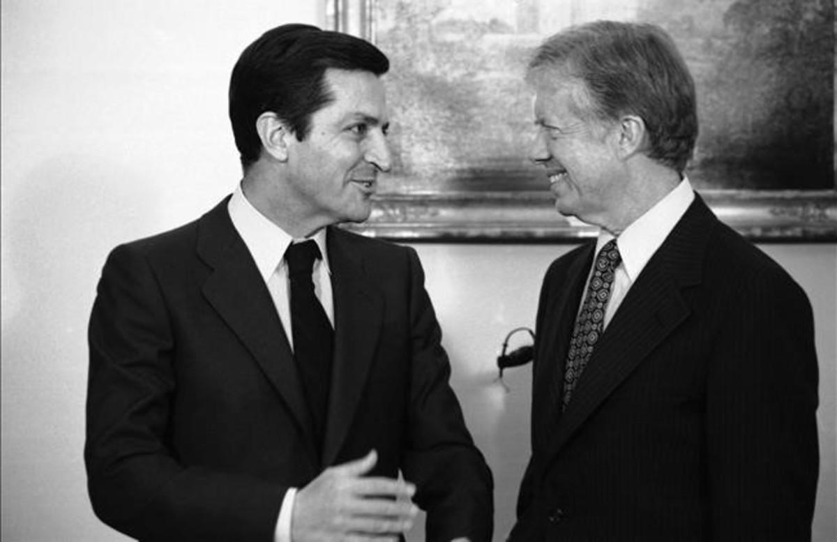 Adolfo Suárez recibió al presidente Jimmy Carter en junio de 1980.