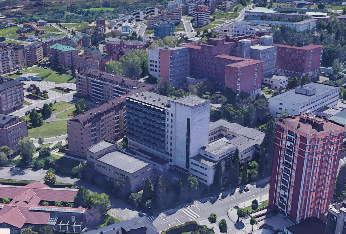 Vista aérea del antiguo Instituto de Silicosis y al lado el centro de salud, que los vecinos piden ampliar