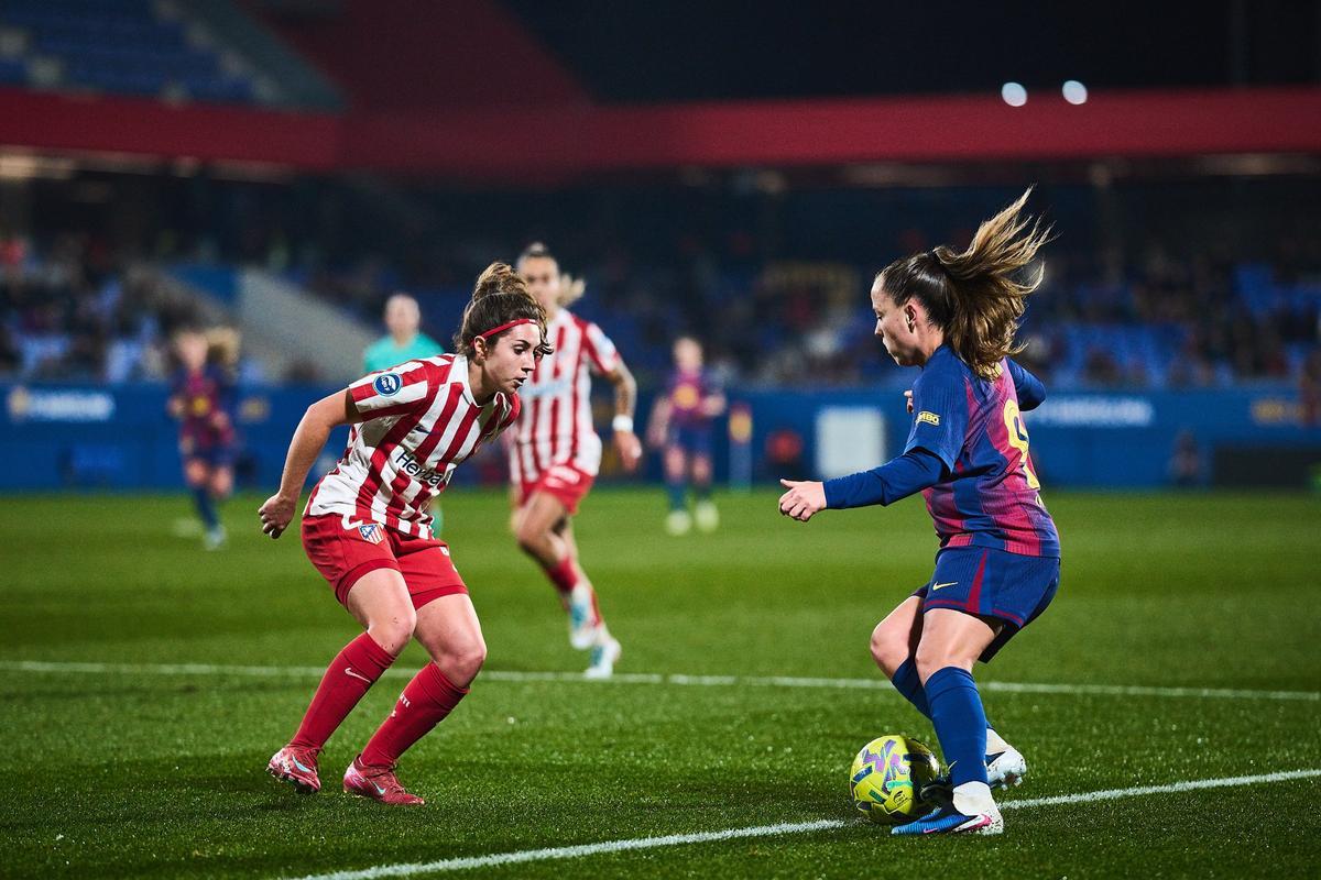 Claudia Pina, durante el partido frente al Atlético.