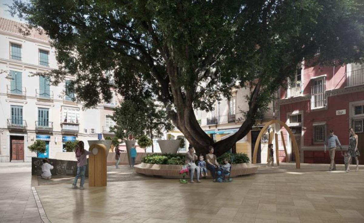 La plaza de San Pedro Alcántara, con los instrumentos musicales.