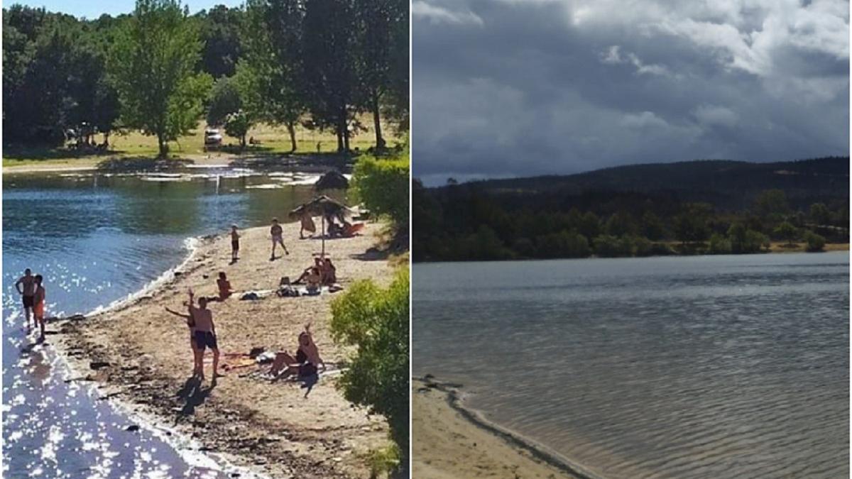 Antes y después del incendio de Sierra de la Culebra en la playa fluvial de Cional.