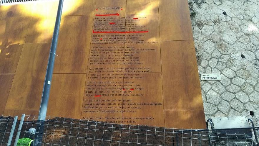 En rojo, las erratas localizadas en el poema por la Asociación de Amigos de Vicente Aleixandre y esta sección.