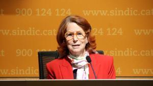 La síndica Esther Giménez Salinas en roda de premsa