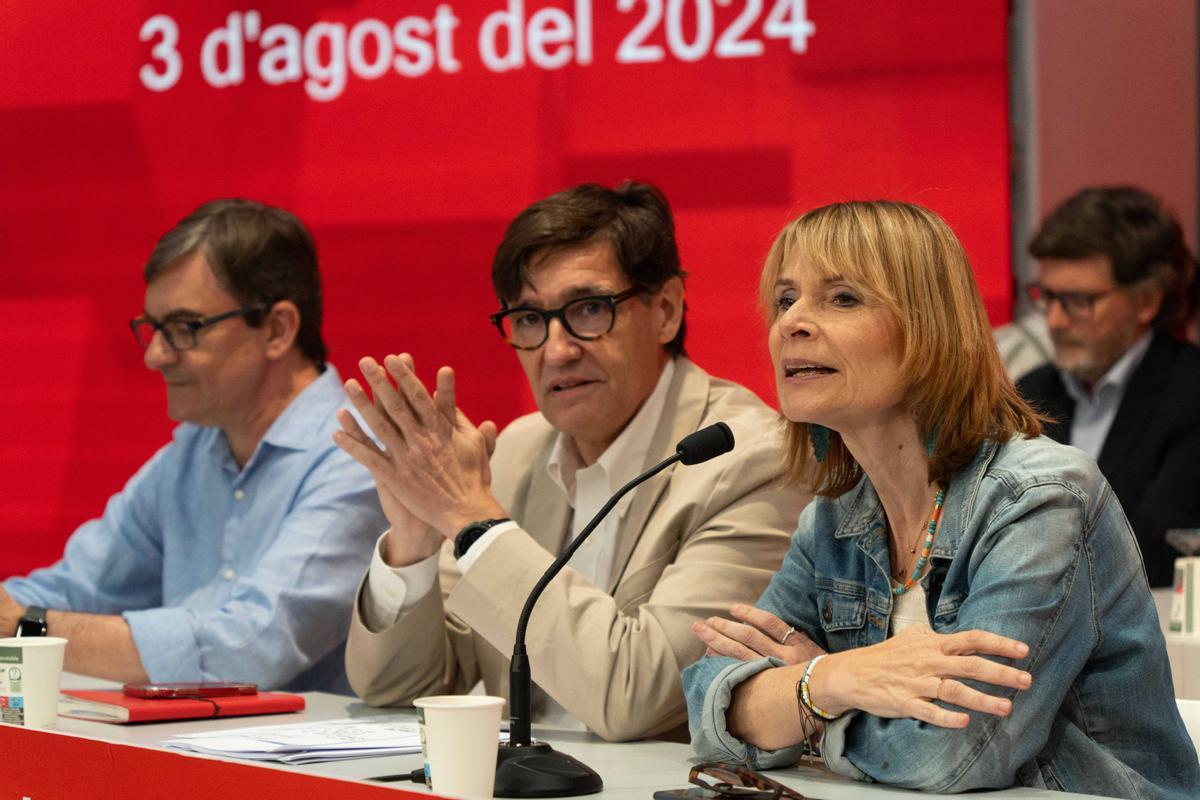 Salvador Illa y Lluïsa Moret, durante la comisión ejecutiva del PSC.