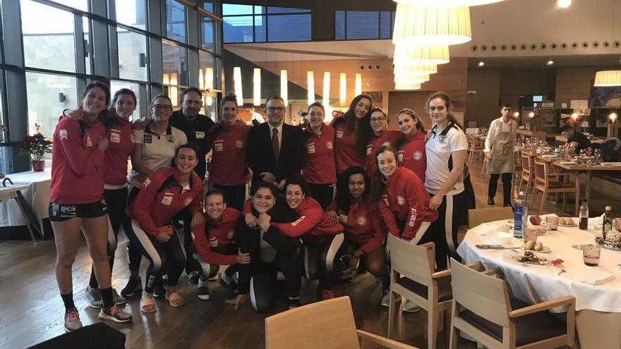 Las jugadoras, en su hotel de concentración esta misma mañana