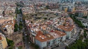 Vista aérea del área de Barcelona desde LHospitalet de Llobregat.