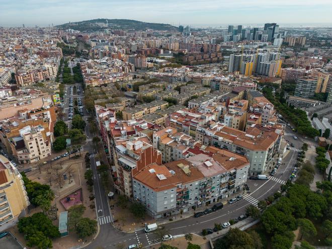 Vista aérea del área de Barcelona desde LHospitalet de Llobregat.