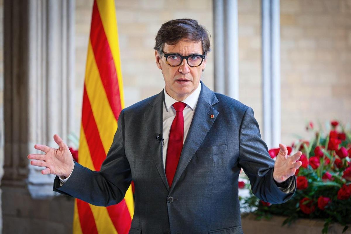 El president de la Generalitat, Salvador Illa, durante la declaración institucional