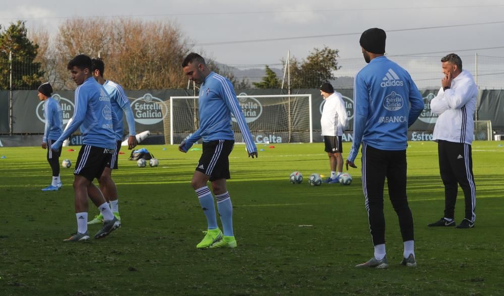 La primera sesión de entrenamiento de Óscar García al frente del Celta