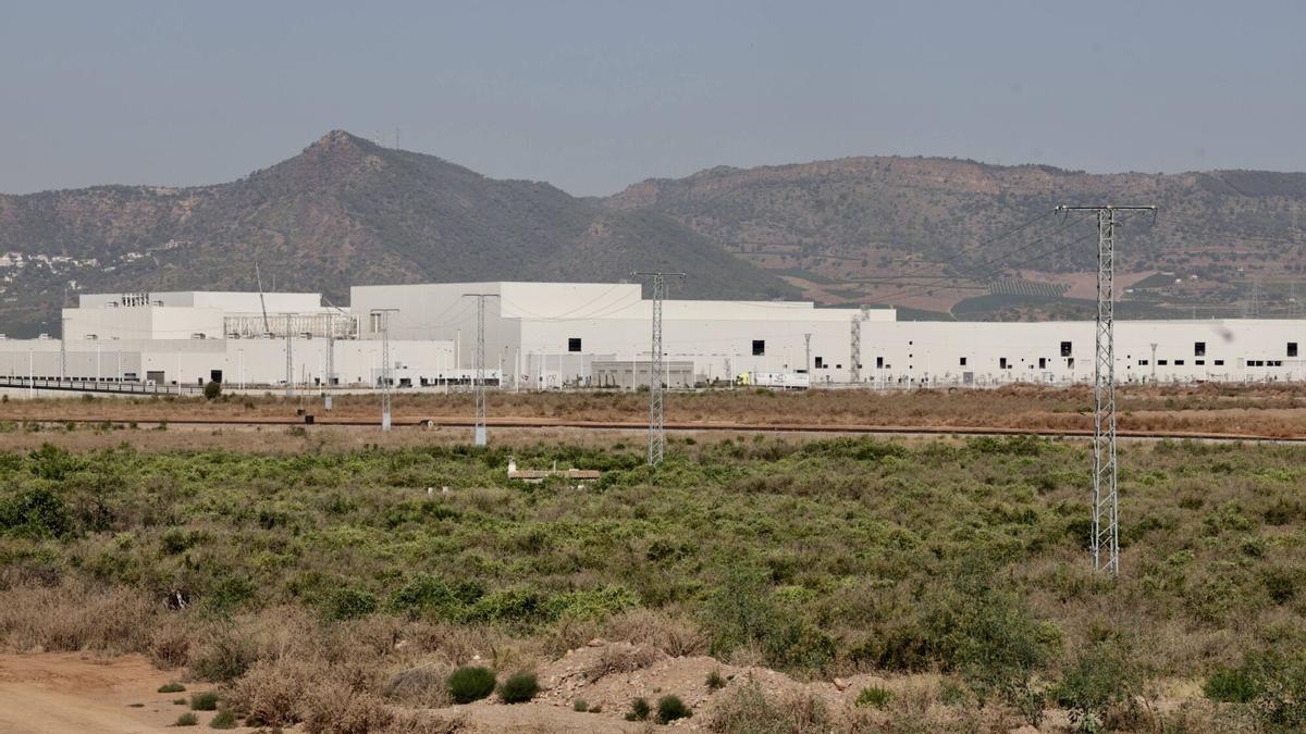 Estado de las obras de la gigafactoría de Sagunt, en una imagen captada el 7 de julio.
