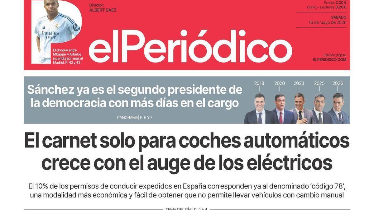 La portada de EL PERIÓDICO del 16 de mayo de 2026