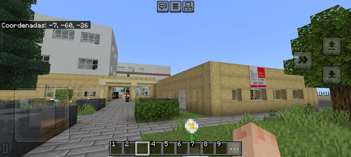 Exterior del IES María de Molina, realizado por alumnos con el videojuego Minecraft.