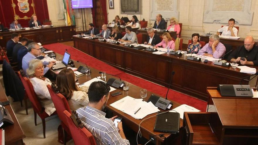 Los concejales de Málaga Ahora, IU y el edil no adscrito se fueron del pleno.