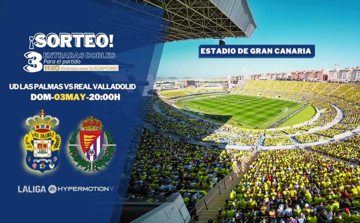 La UD Las Palmas recibirá al Real Valladolid en el Estadio de Gran Canaria el 3 de mayo de 2026 a las 20:00 horas, en un partido clave de LALIGA HYPERMOTION.