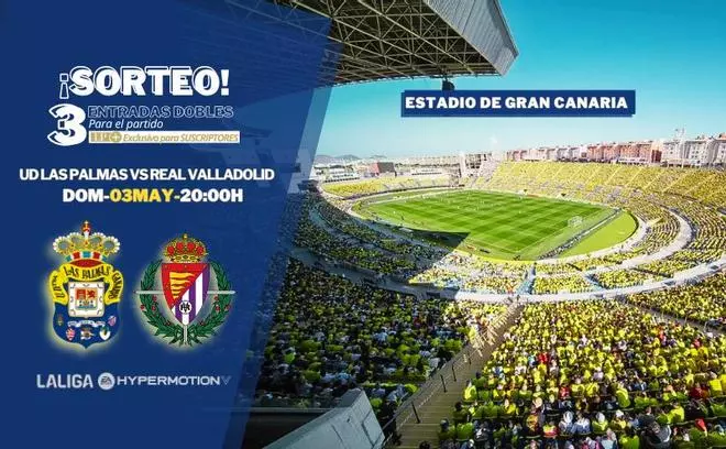 LA PROVINCIA sortea 3 entradas dobles entre sus suscriptores para el partido UD Las Palmas vs Real Valladolid