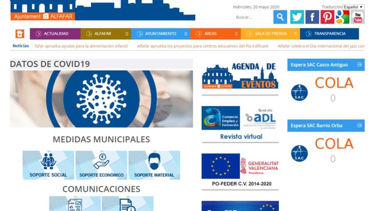 Alfafar habilita un apartado de transparencia del covid-19