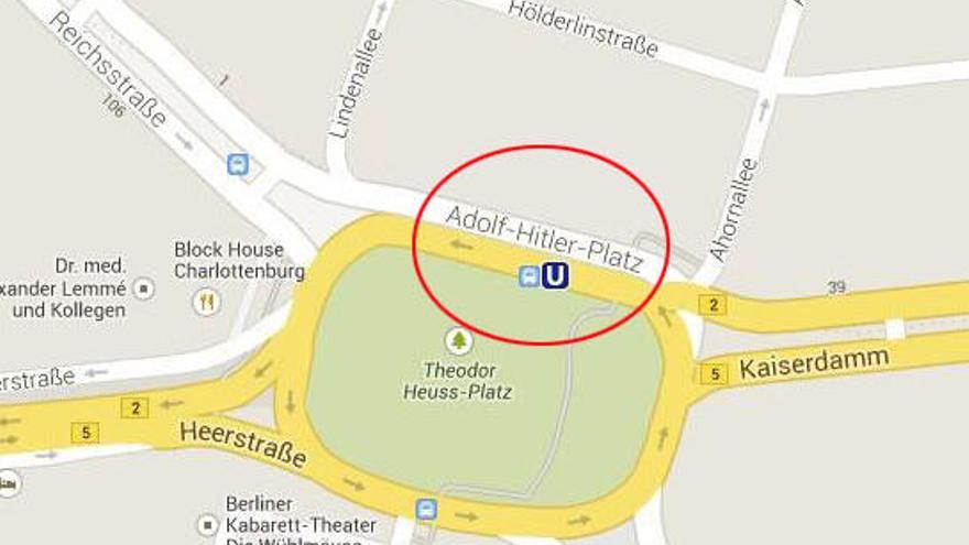 La Adolf-Hitler-Platz, en Google Maps.