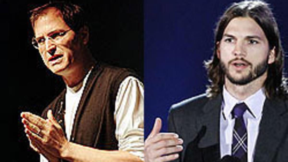 Steve Jobs, en el 2001, y Ashton Kutcher, en el 2011.