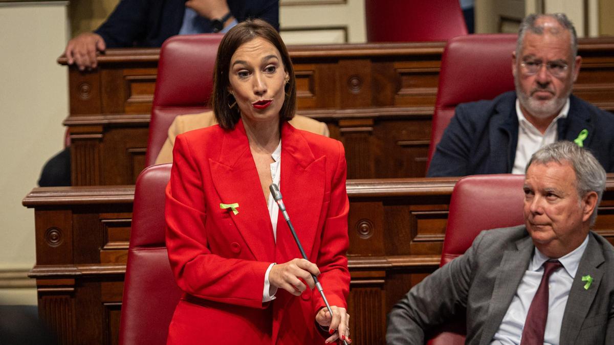 Nira Fierro, presidenta del Grupo Socialista, y el portavoz Sebastián Franquis durante el último pleno