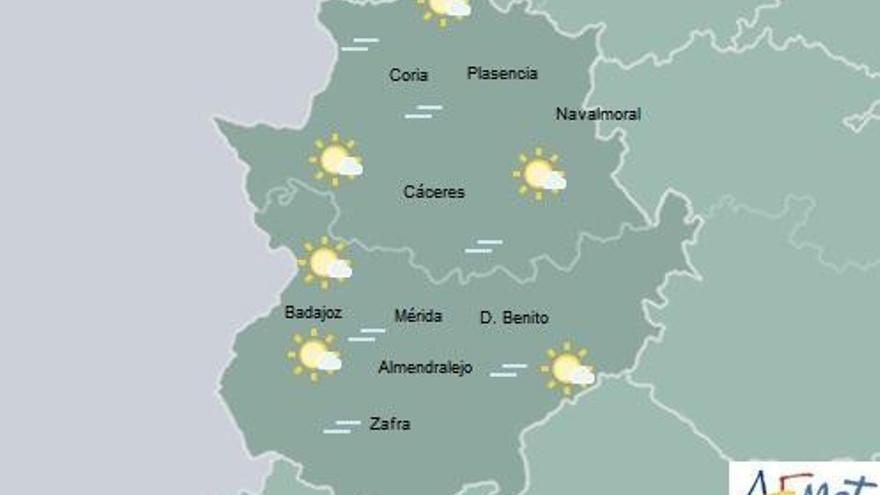 Cielo poco nuboso o despejado y ligero ascenso de las temperaturas máximas