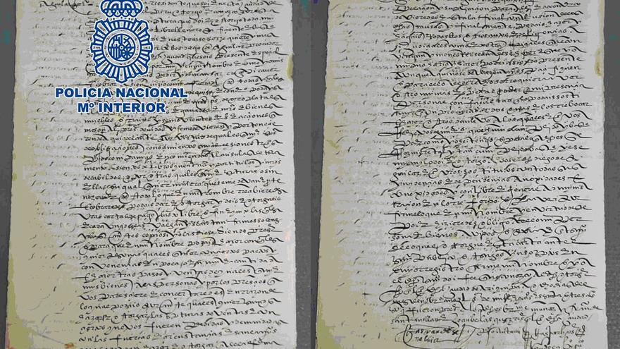 El documento lo forman unas páginas arrancadas de una escritura de 1563 que otorgaba tierras en Perú.