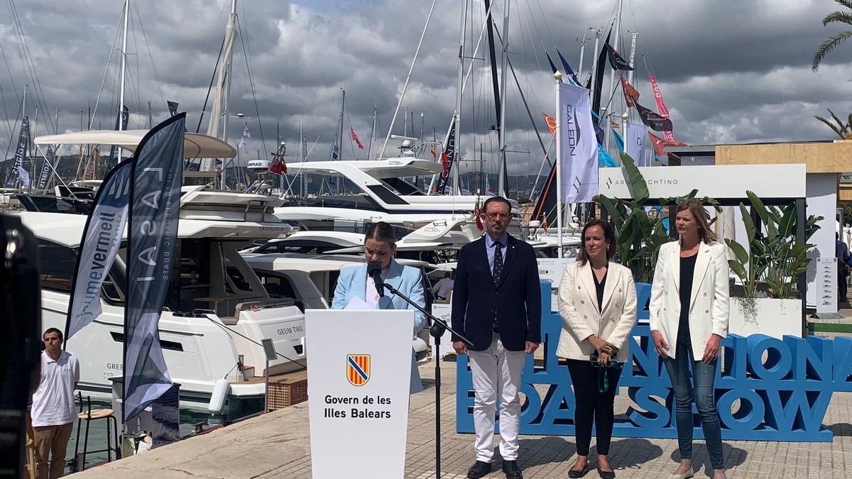 La presidenta del Govern, Marga Prohens, durante la presentación de la Feria Náutica celebrada este mediodía