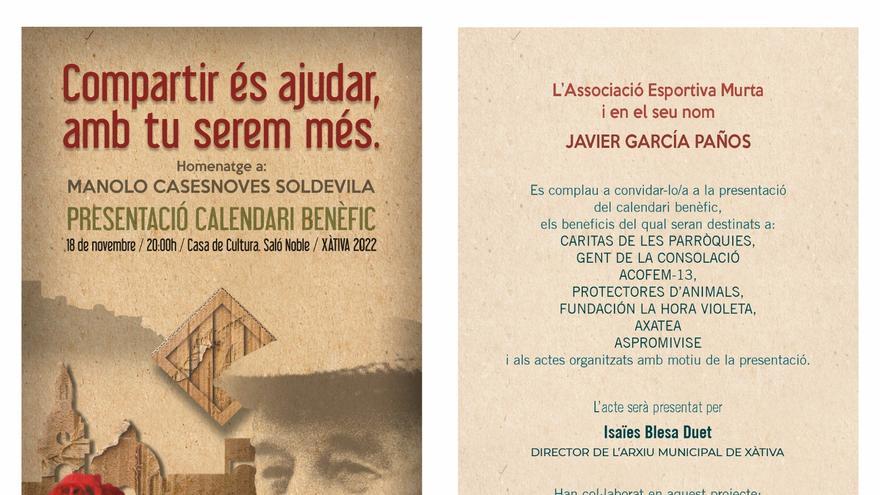 Xàtiva presenta el calendario benéfico dedicado a Manuel Casesnoves
