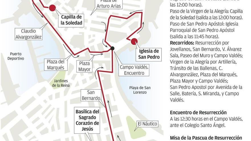 La Virgen de la Alegría sale a la calle con el paso de San Pedro y de la Resurrección