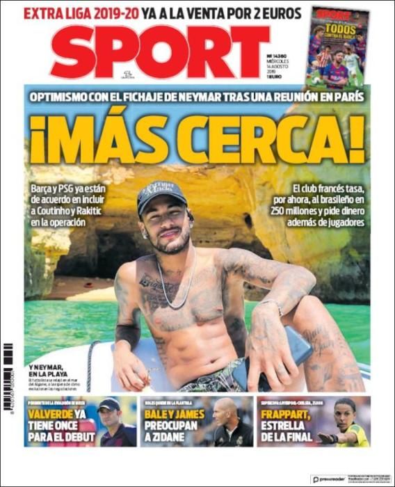 Portada SPORT miércoles 14 agosto 2019