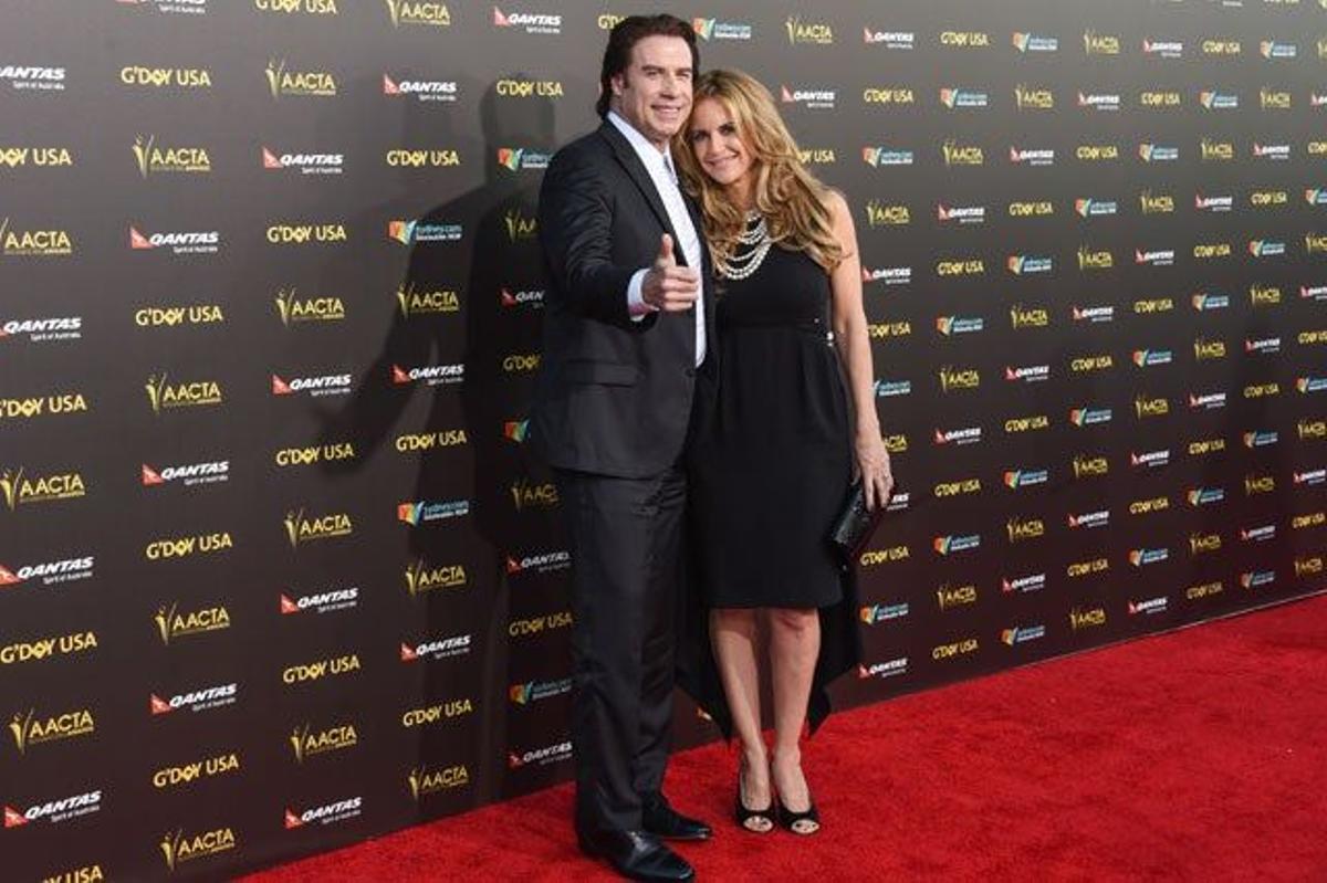 John Travolta y su mujer, Kelly Preston  en la 2015 G'Day Gala para la entrega de premios AACTA International