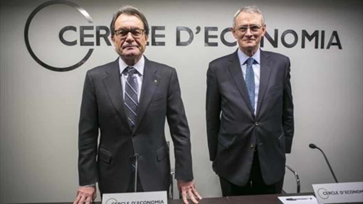 Artur Mas y Antón Costas, en unas jornadas del Cercle d'Economia, el pasado febrero.