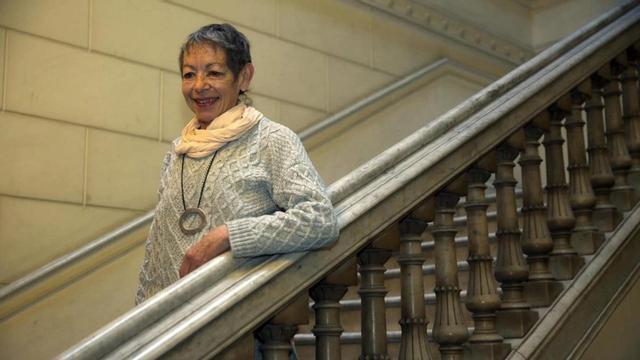Maria Antònia Oliver, el 2 de febrero del 2016 en la sede de Òmnium, cuando se anunció que recibía el Premi d'Honor de les Lletres Catalanes.