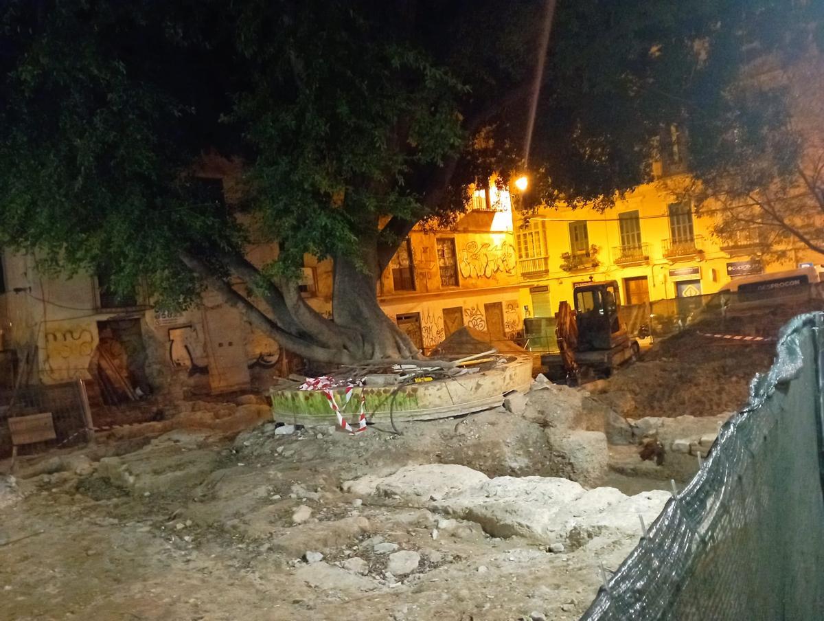 Restos hallados en las obras de la plaza de San Pedro Alcántara.