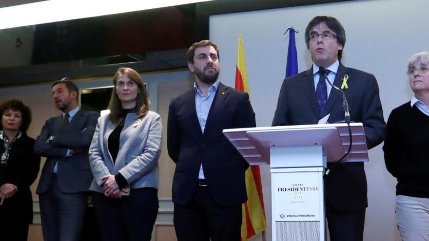 Moment de la roda de premsa de Puigdemont d&#039;aquest dimecres.