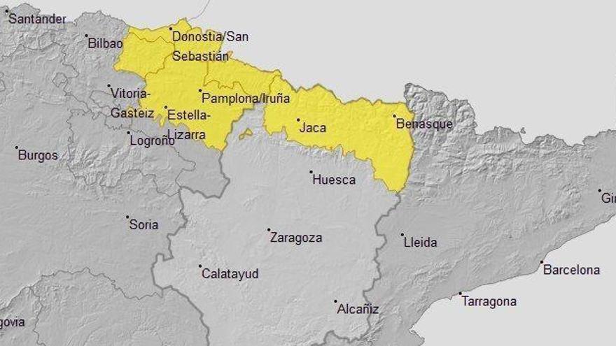 Aviso amarillo por lluvias y tormentas en Cinco Villas, Pirineo oscense, Bajo Aragón y Gúdar Javalambre